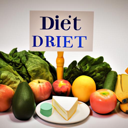 Balanced diet with fruits, vegetables, and dairy products