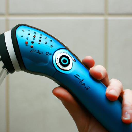 Effortlessly flossing with a water flosser shower attachment during a refreshing shower.