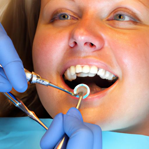 Dentist performing a dental crown placement procedure