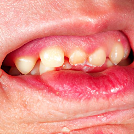 Inflamed gums with visible signs of bleeding and swelling