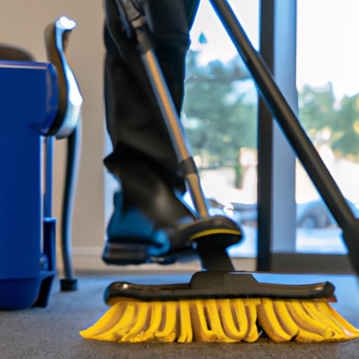 A professional cleaner providing top-quality service in an office environment.