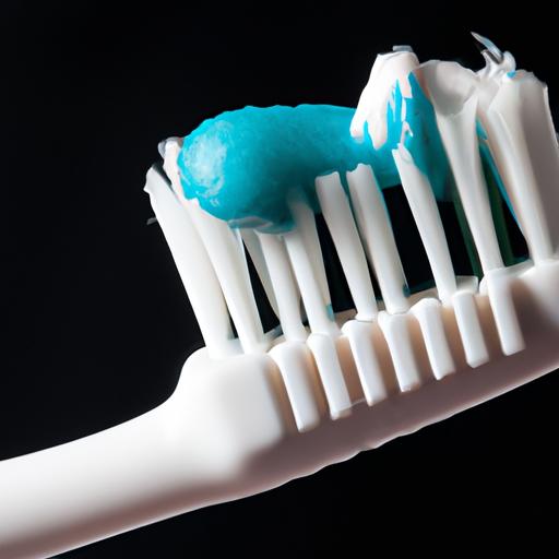 Close-up of a toothbrush bristle touching a sensitive tooth