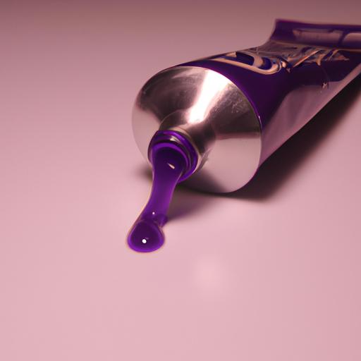 A toothpaste tube with a purple color gradient, representing the false claims made in the purple toothpaste hoax.