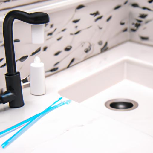Potential water mess and countertop cleanup: A Waterpik water flosser placed next to a clean bathroom sink.