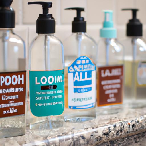 A collection of alcohol-free mouthwash bottles on a bathroom countertop.