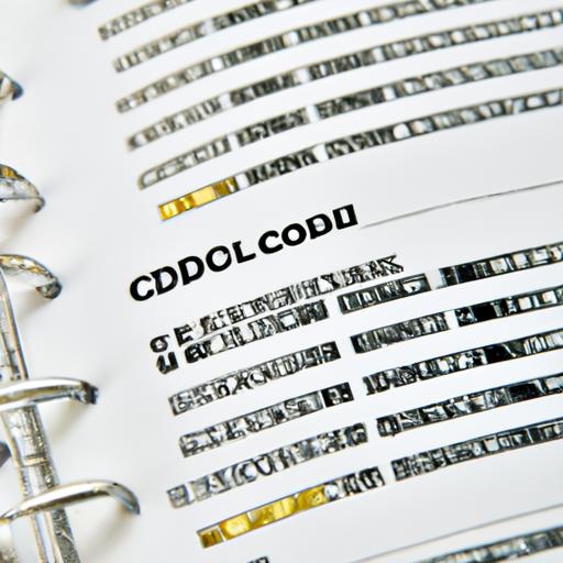 Close-up of a dental coding book with ICD-10 codes for orthodontic treatment.