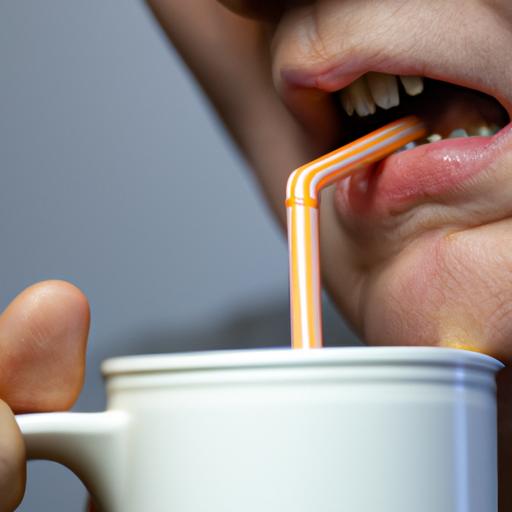 Using a straw to drink coffee and protect teeth