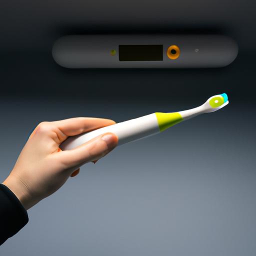A person troubleshooting the yellow light issue on their electric toothbrush.