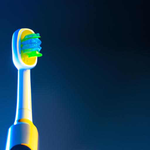 An electric toothbrush showcasing the yellow light indicator.