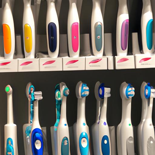 Various electric toothbrushes designed for 2-year-olds displayed on a store shelf.