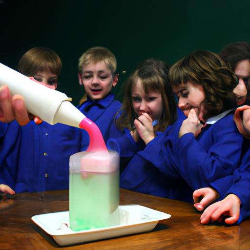 KS2 students engage in hands-on learning with the Elephant Toothpaste experiment.