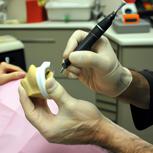 Orthodontist demonstrating proper extraction technique during a training session.