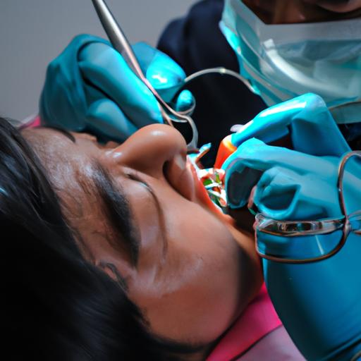 Orthodontist adjusting braces during stage 2 treatment