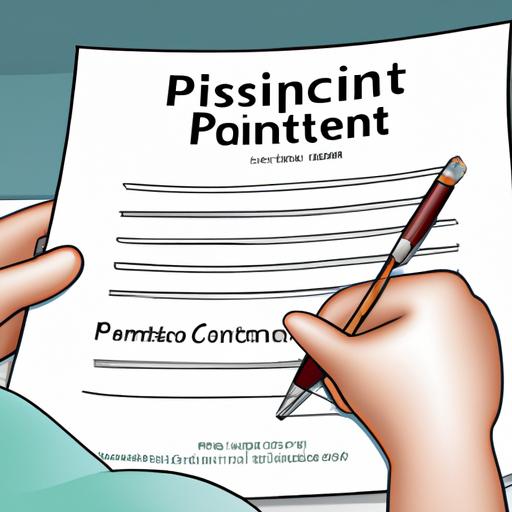 Patient reading and signing an informed consent form