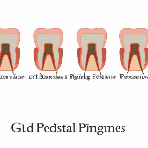 Illustration showcasing the stages of periodontal disease.