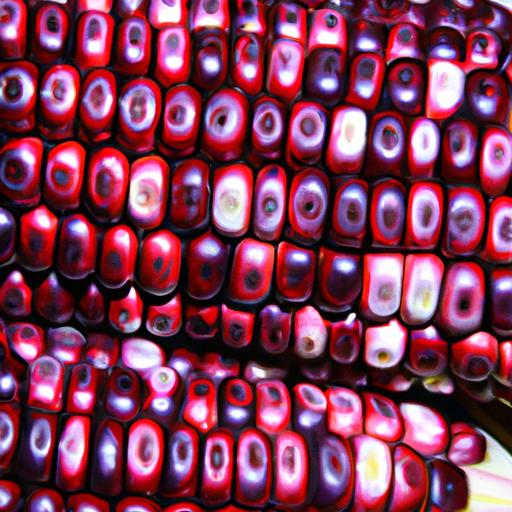 Close-up view of vibrant purple corn kernels.