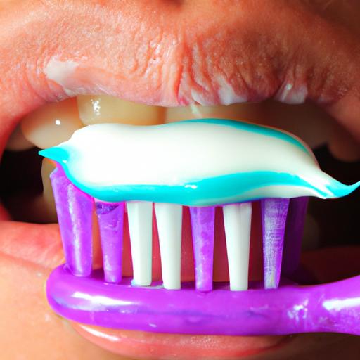 Brushing with purple toothpaste: Prevent cavities and maintain healthy gums.
