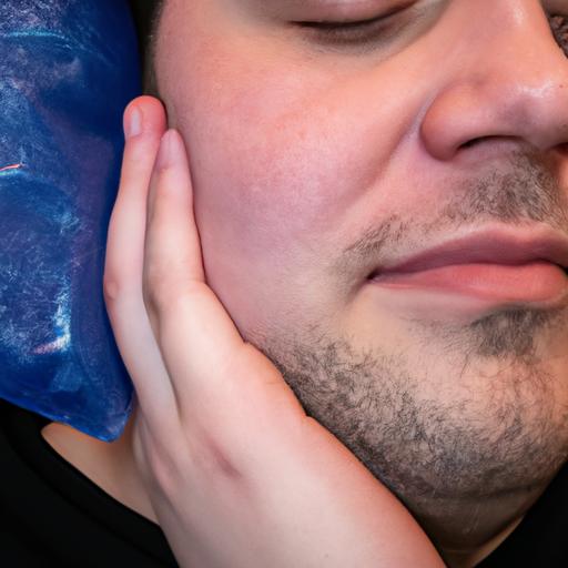 Using an ice pack to reduce swelling during the recovery period after wisdom tooth extraction.