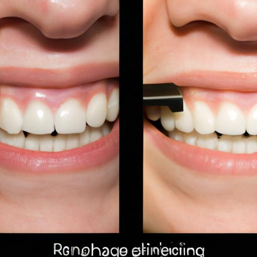 Visible results after using a 5 minute teeth whitening kit.