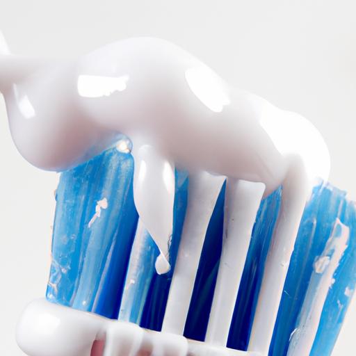 Whitening toothpaste being applied to a toothbrush.